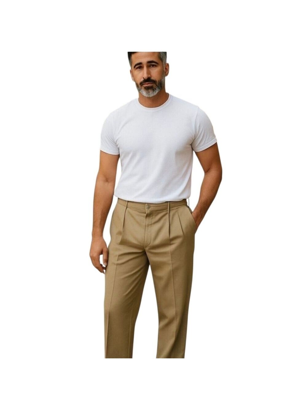 𝅺levi Strauss Pleated Khakis Chino Tan Classic Fit Straight Leg Size 34 x 34